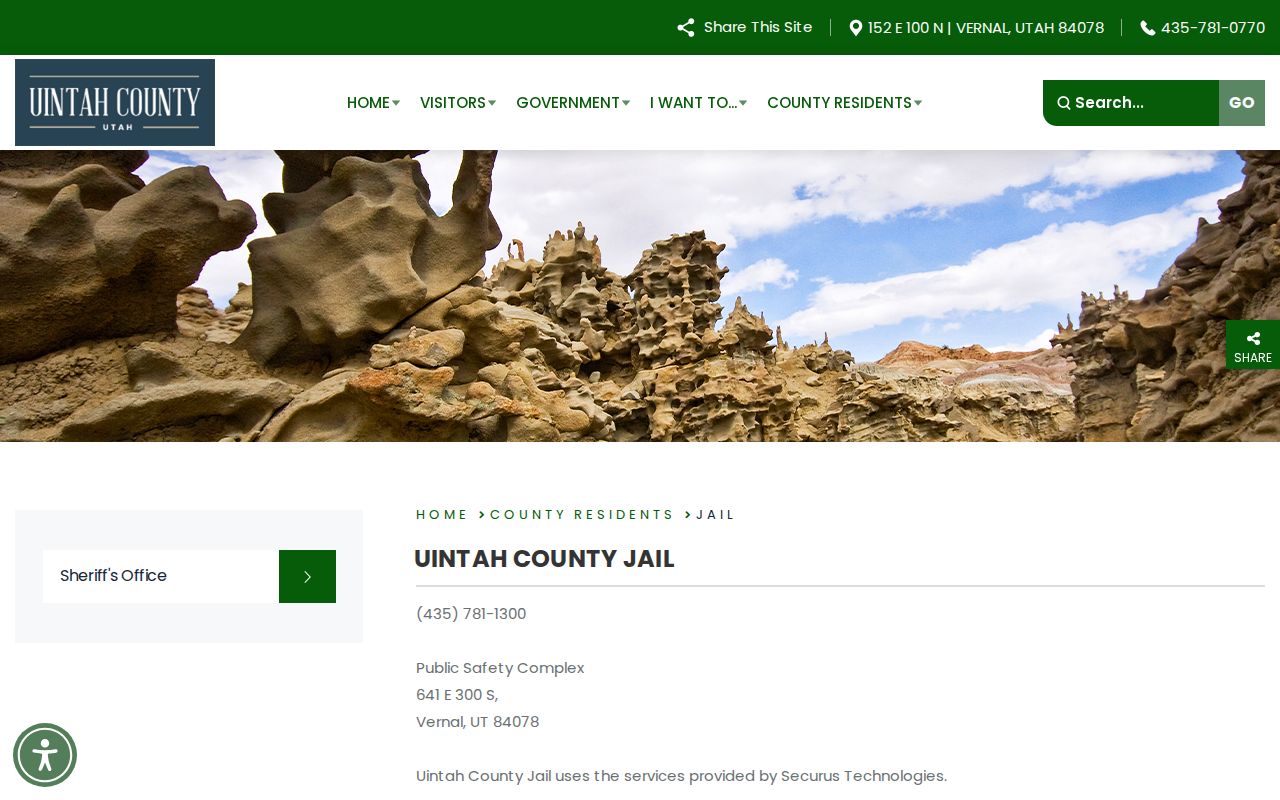 Uintah County Jail official release contact page