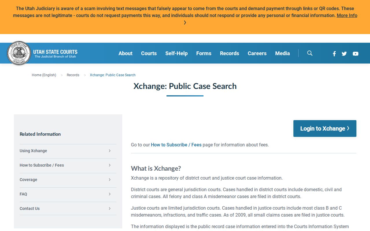 Uintah County 72-hour release lookup through Utah Xchange court records