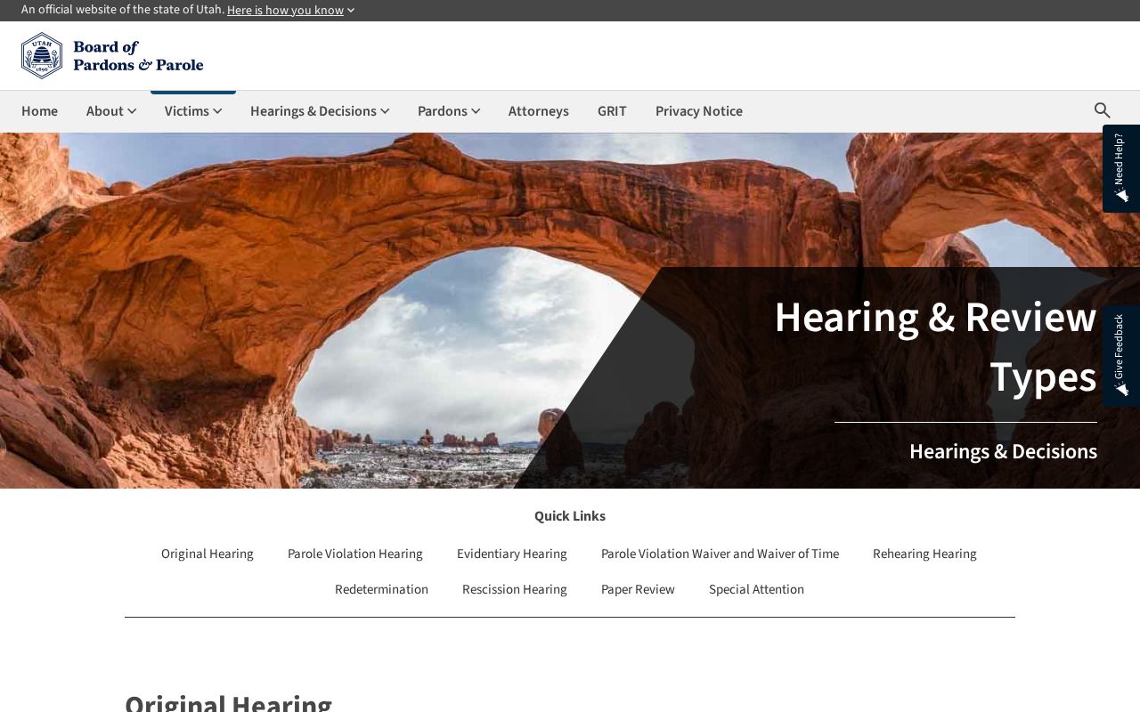 Uintah County release date rescission and hearing types