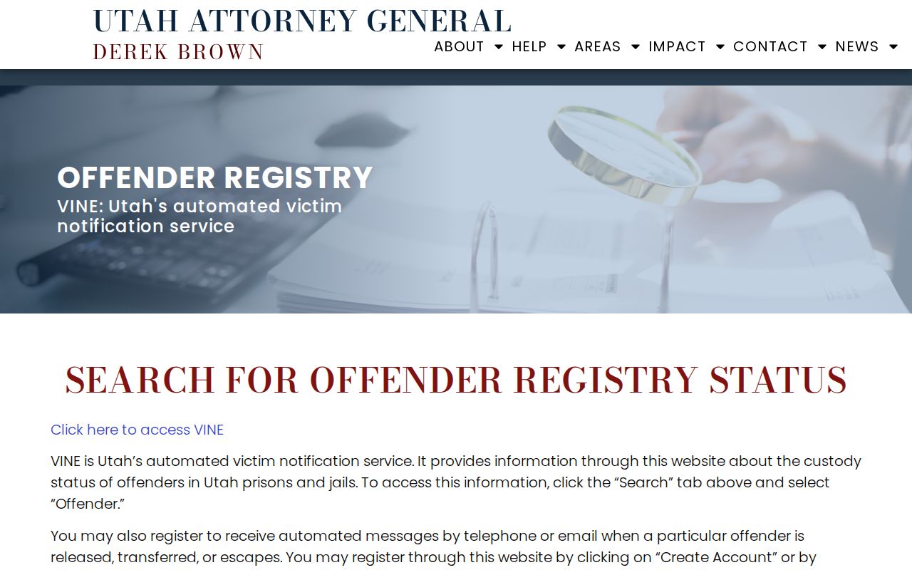 Uintah County released-inmate mugshot registry instructions